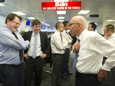 Rupert Murdoch with Sun staff